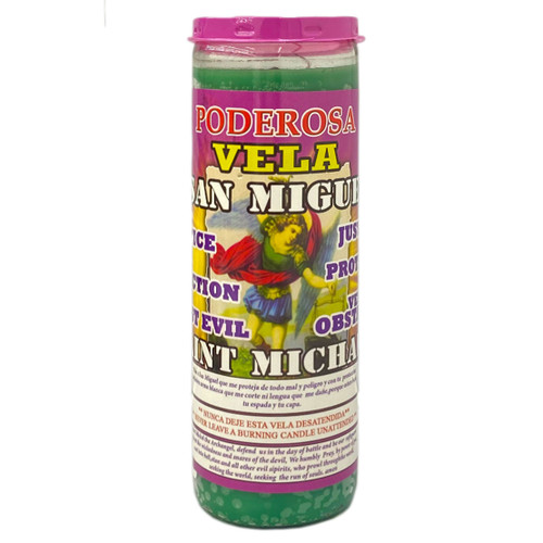 Veladora Preparada San Miguel Verde - St Michael Fixed And Scented 7 Day Candle