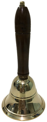 BRASS BELL WOODEN HANDLE LARGE