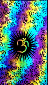 Indian Cotton Tapestry Om Tie & Dye (135 x 220 cm)