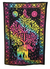 Indian Cotton Tapestry Elephant Tree Trunk Up