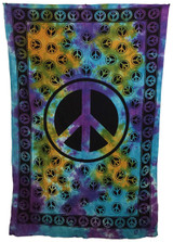 Indian Cotton Tapestry Tie & Dye Peace (135 x 220 cm)