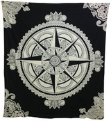 Indian Cotton Tapestry Compass Black & White (210 x 240 cm)