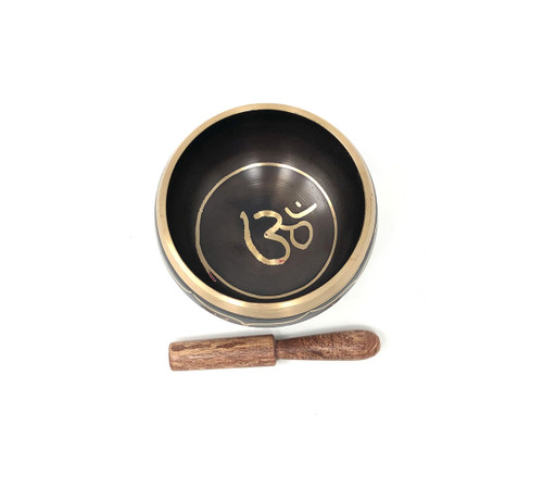 Tibetan Singing Bowl OM(Small) Black