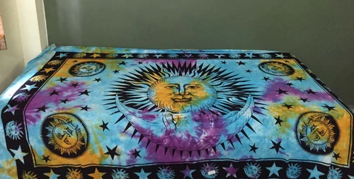 Indian Cotton Tapestry Celestial Sun Moon Star