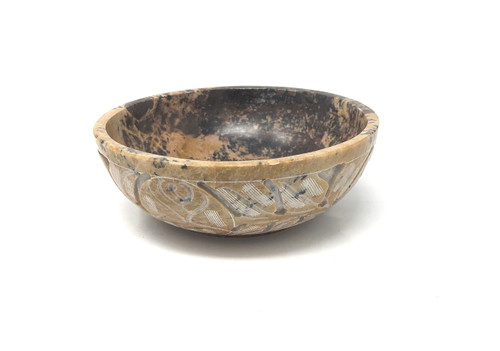 Soapstone Scrying & Smudge Bowl, Leaves Carving