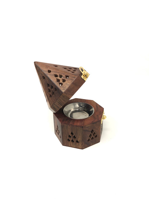 Wooden Charcoal / Cone Burner Temple 6" x 3"