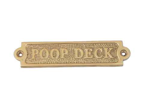 Iron Poop Deck Door Sign 6" Brass Finish