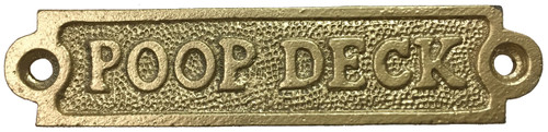Iron Poop Deck Door Sign 6" Brass Finish