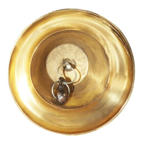 BRASS BELL WOODEN HANDLE, School Bell, 12"