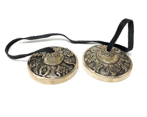 Tibetan Brass Cymbals 8 Lucky Symbols