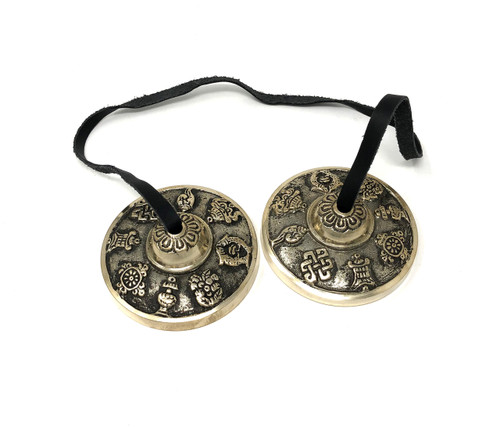 Tibetan Brass Cymbals 8 Lucky Symbols