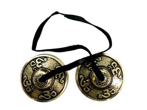 Tibetan Brass Cymbals Om