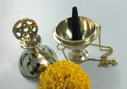Brass Hanging Burner, Pentacle