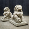Stone Cast Pair of Foo Dogs 