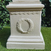 Large Sandstone Fluted Urn and Column with Laurel Wreaths 
