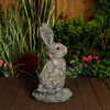 Oak Hare Statue Rustic Stone Cast Garden Ornament