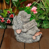 Cheerful Stone Cast Hedgehog with Welcome Sign 