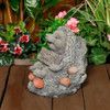Cheerful Stone Cast Hedgehog with Welcome Sign 