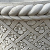 Large Round White Stone Cast Wicker/Flower Design Planter Pot
