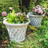 Large Wicker Pattern Stone Plant Pot  