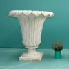 GIANT Classic Ancient Greek Style Fluted Vase in White Stone Cast Pot