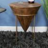 Plant Stand Round  Side Table with Metal Frame and Wooden Top 