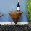 Plant Stand Round  Side Table with Metal Frame and Wooden Top 