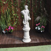 Conservatory Female Statue with Basket on a Fancy Pedestal