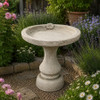 Stone Cast Blossom Design Birdbath with Decorative Pedestal 
