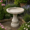 Stone Cast Blossom Design Birdbath with Decorative Pedestal  