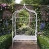 Milk White Garden Bench – Ornate Metal Outdoor Seating