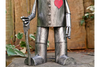 Small Tin Man Statue – Silver Metal Garden Figure