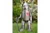 Small Tin Man Statue – Silver Metal Garden Figure