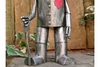 Small Tin Man Statue – Silver Metal Garden Figure 