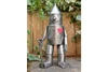 Small Tin Man Statue – Silver Metal Garden Figure 