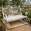 Antique Cream Metal Rocking Bench – Decorative Garden Furniture