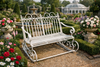 Antique Cream Metal Rocking Bench – Decorative Garden Furniture