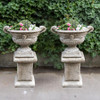 Pair of Large Oval Antique Garden Urns
