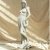Extra Large White Stone-Cast Lady With Flower Wreath Garden Statue