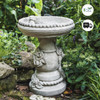 Rose and Rope Design Stone Birdbath