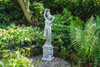 Classic Stone Cast Girl statue with an Urn and Decorative Square Plinth