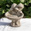 Big Mushrooms Stonecast Bird Bath Statue Garden Ornament
