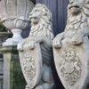 Stone cast Large Shield 'Armorial' Lion statue