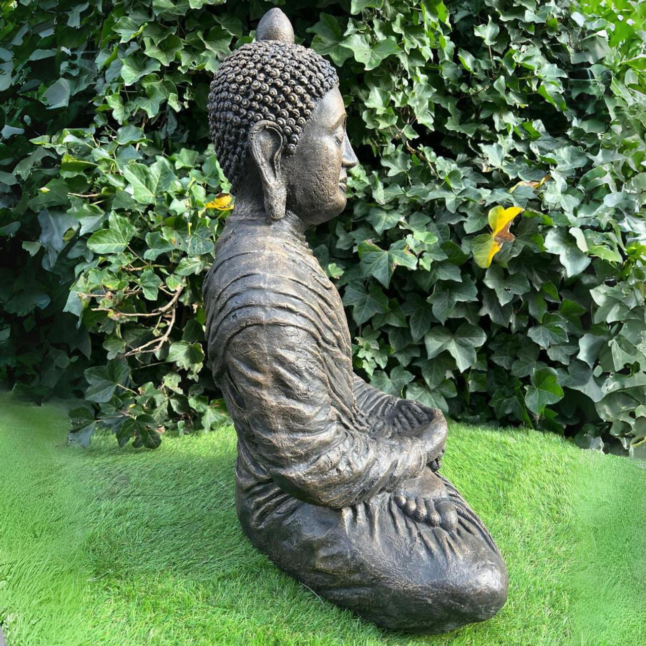 Timeless Zen Large Antique Bronze Meditating Buddha Garden Ornament 