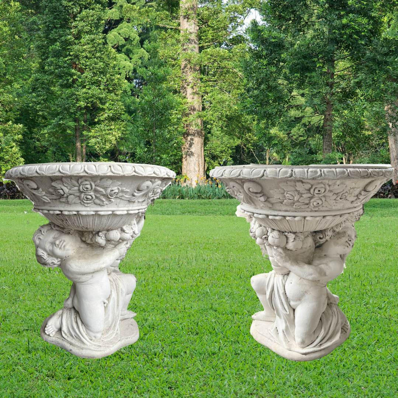 Cherub Planter Pair Vase Urn 