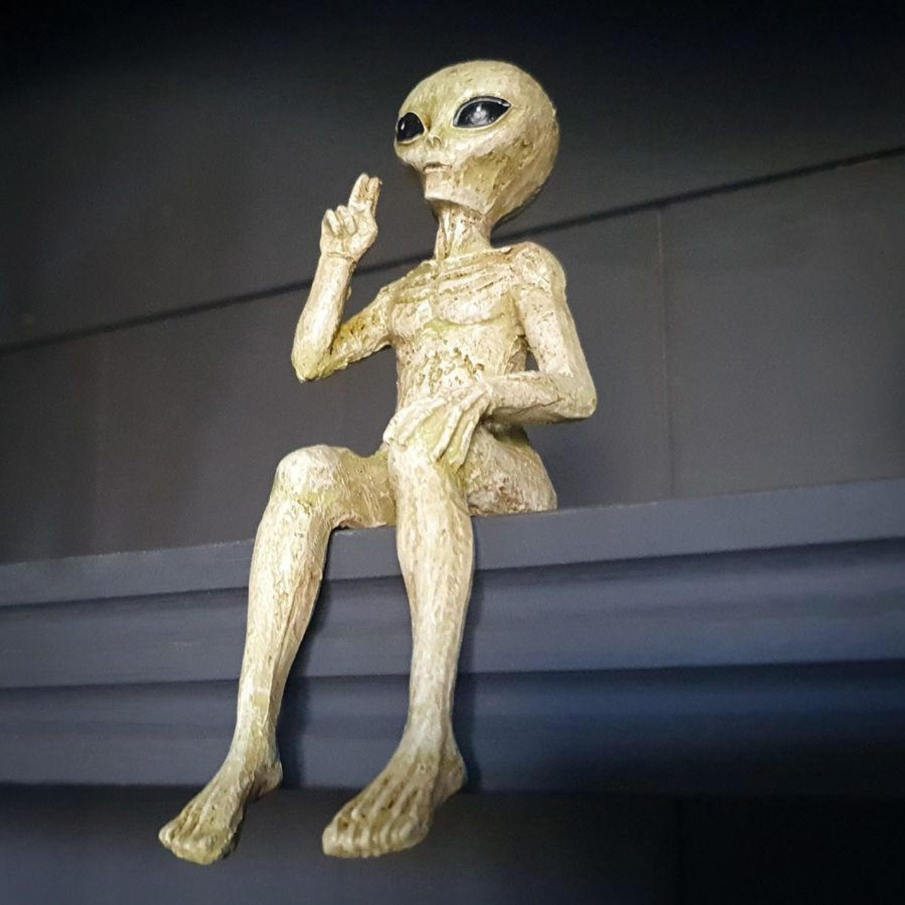 Resin Sitting Alien Figurine 