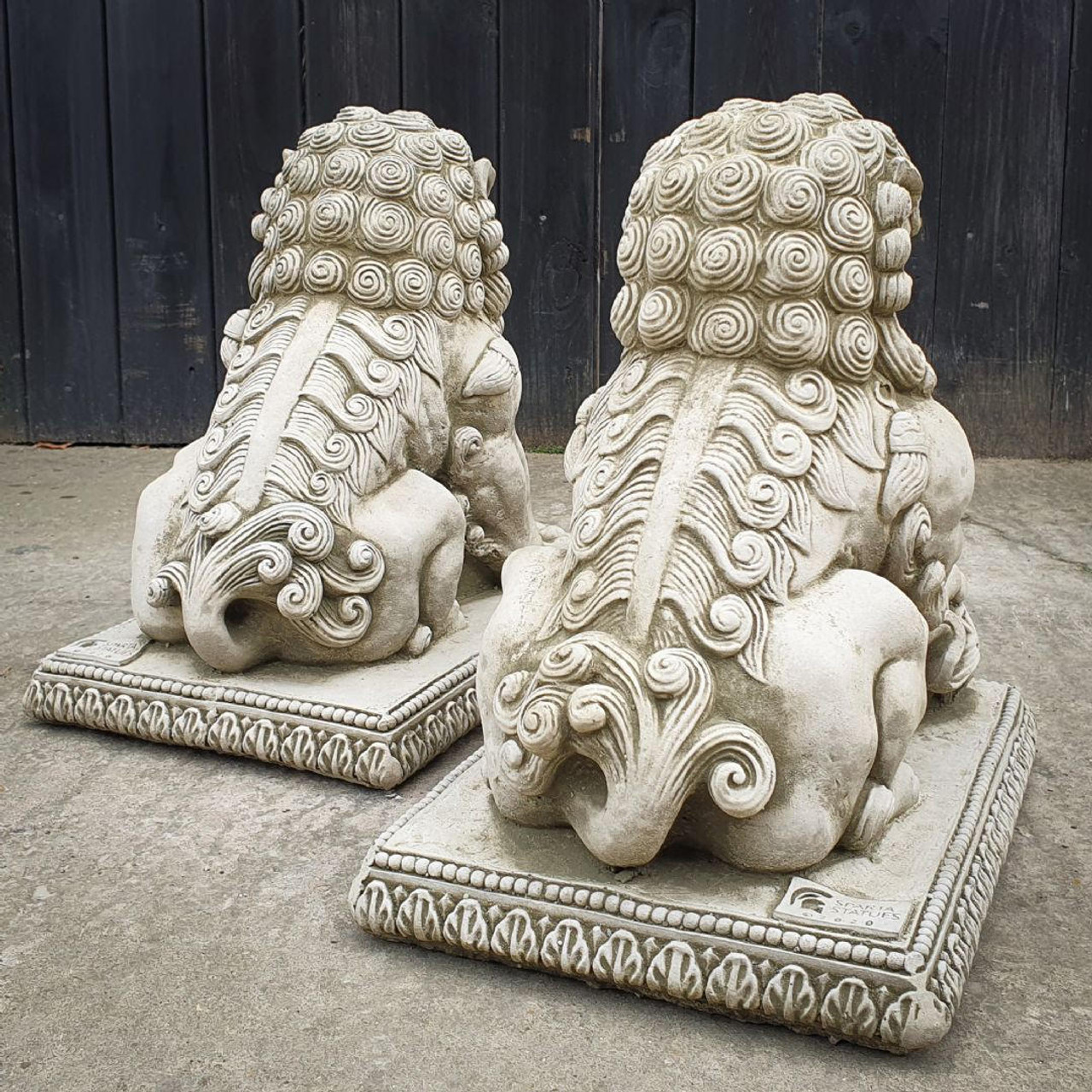 Stone Cast Pair of Foo Dogs 