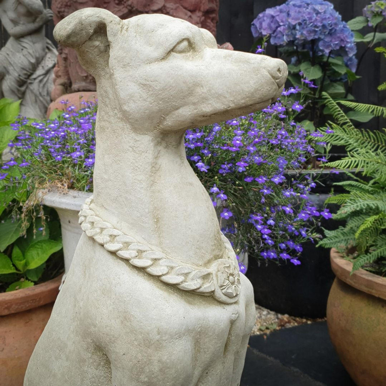Single Large Sitting Guard Dog Statue 