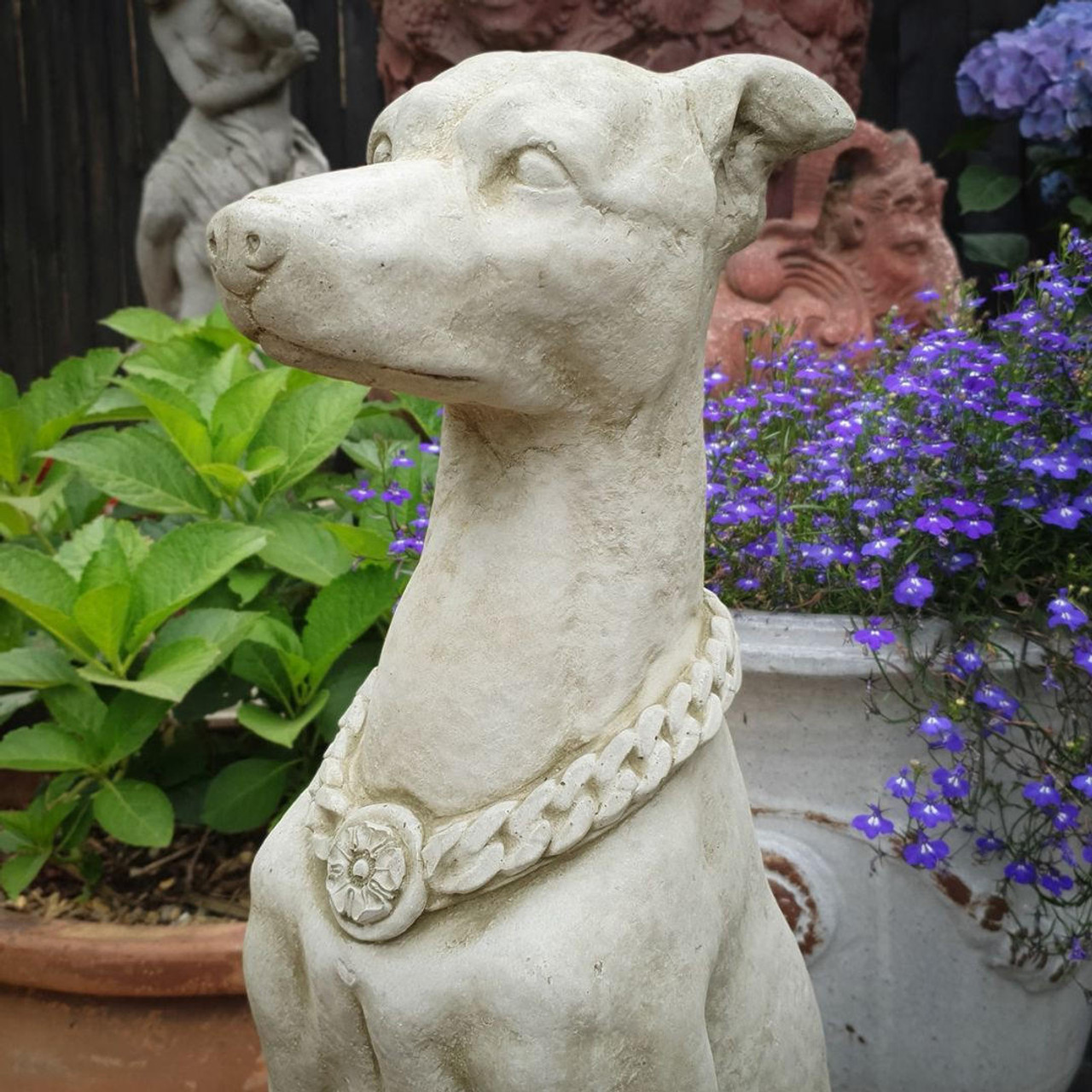Single Large Sitting Guard Dog Statue 