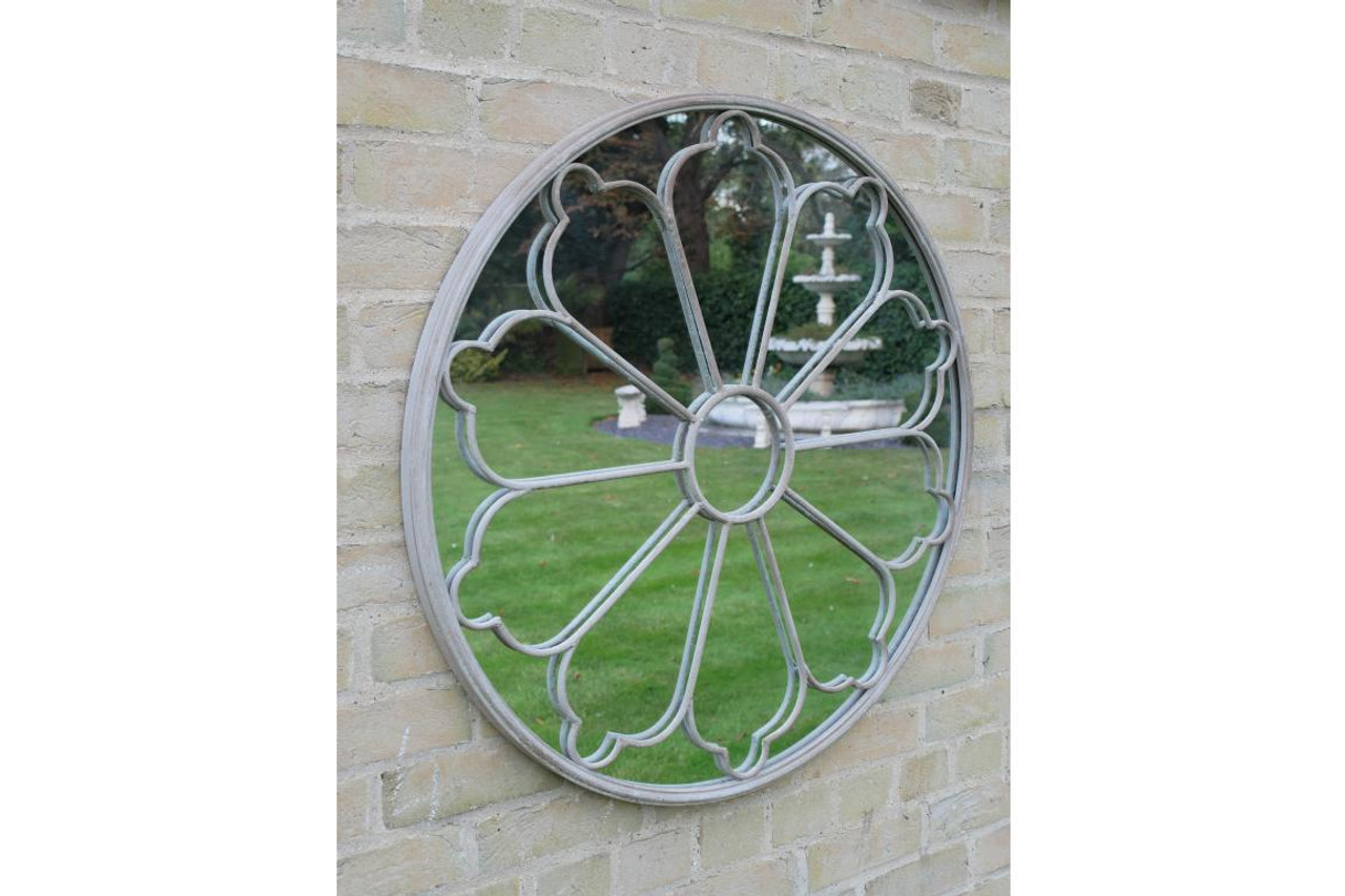 Round Wall Mounted  Vintage Flower Design Mirror for Garden or Home  80 cm 